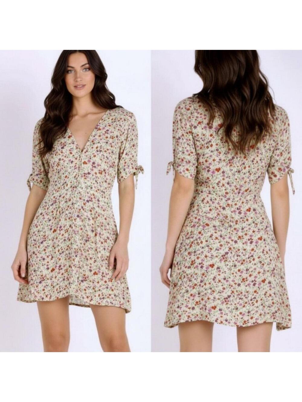 Faithfull The Brand Marianne Short Sleeve Floral Mini Dress Women's Size Small